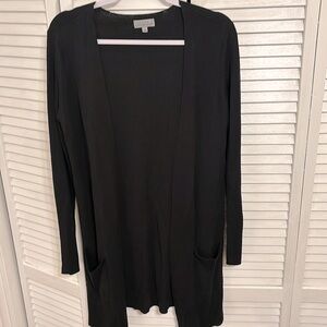 NWOT open front black cardigan with pockets